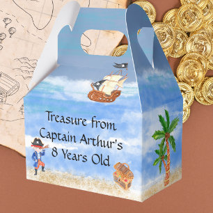 Pirate birthday themed party treasure chest favor box