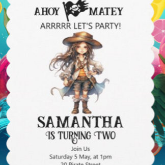 Pirate Birthday Two Girl Invitation