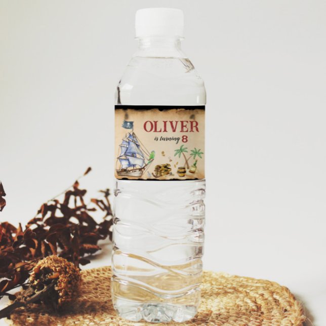 Pirate Birthday Water Bottle Label (Creator Uploaded)