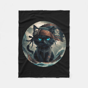Pirate Black Cat  Fleece Blanket