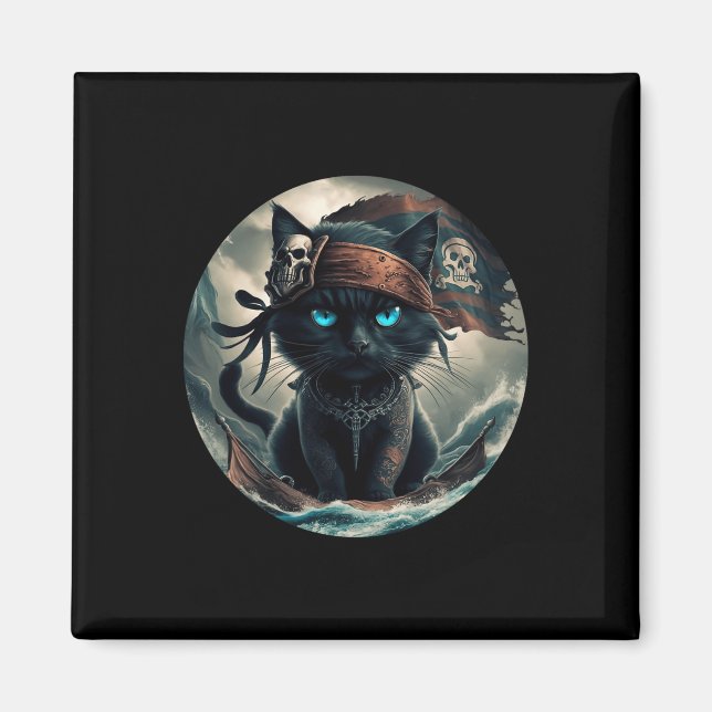 Pirate Black Cat  Magnet (Front)