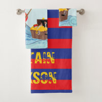 Pirate Boat stripes cute monogram