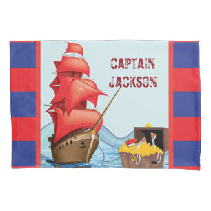 Pirate Boat stripes cute Pillowcase
