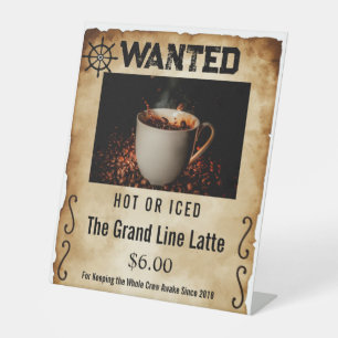 Pirate Bounty Wanted Poster Cafe Style  Pedestal Sign