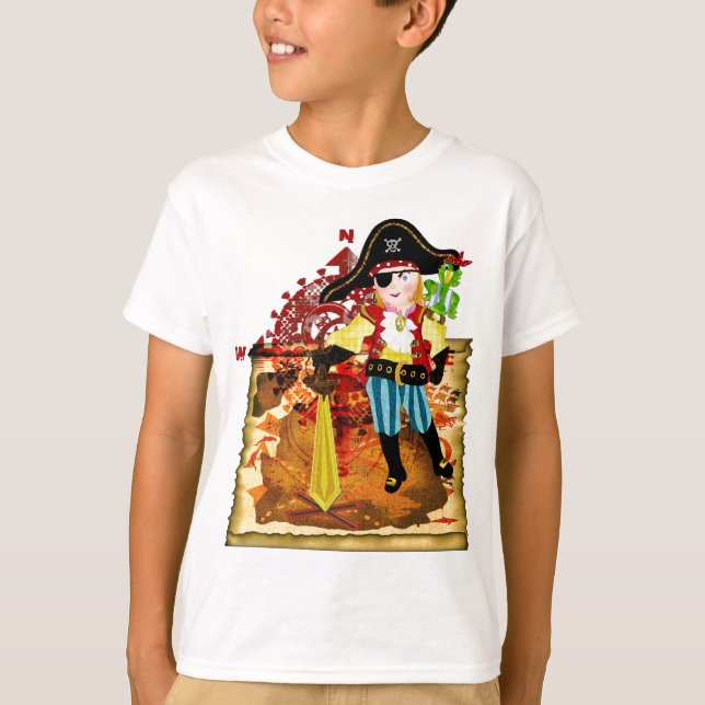 Pirate boy and treasure map t-shirt (Front)