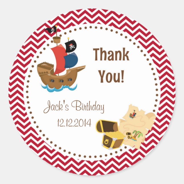Pirate Boy Birthday Stickers (Front)