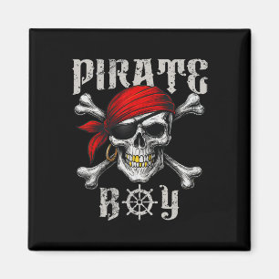 Pirate Boy Jolly Roger Flag And Skull Crossbones H Magnet
