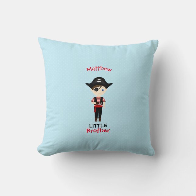 Pirate Boy Little Brother Throw Pillow (Front)