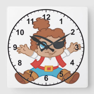 Pirate Boy Square Wall Clock