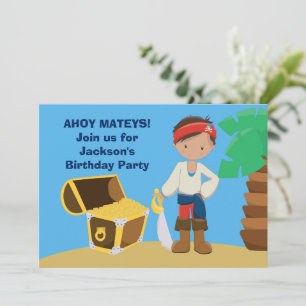 Pirate Boy Summer Pool Kids Birthday Party Invitation