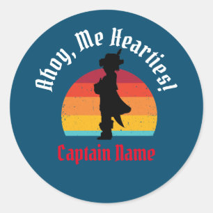 Pirate Boy Sunset, Ahoy, Me Hearties! Classic Round Sticker