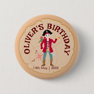 Pirate Boy Treasure Map Fun Birthday Party 2 Inch Round Button
