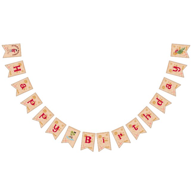 Pirate Boy Treasure Map Fun Birthday Party Bunting Flags (All)