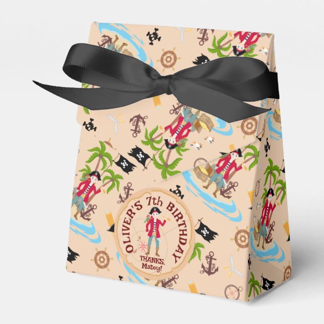 Pirate Boy Treasure Map Fun Birthday Party Favor Box (Front Side)