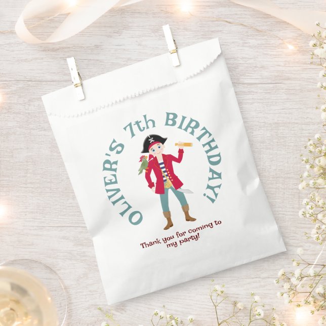 Pirate Boy Treasure Map Fun Birthday Party Favour Bag (Clipped)