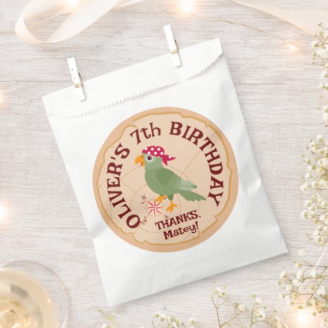 Pirate Boy Treasure Map Fun Birthday Party Favour Bag (Clipped)