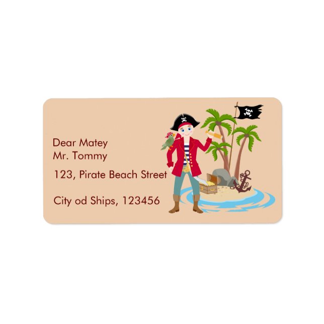 Pirate Boy Treasure Map Fun Birthday Party Label (Front)