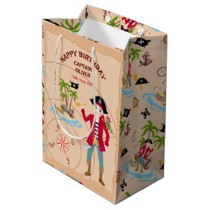 Pirate Boy Treasure Map Fun Birthday Party Medium Gift Bag