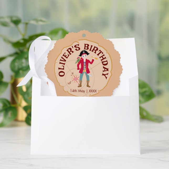Pirate Boy Treasure Map Fun Birthday Party Ornament Card (Envelope)