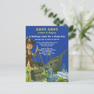 Pirate Boy Tropical fish under the sea Birthday Invitation Postcard