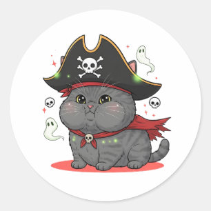 Pirate Brit – British Shorthair Pirate Halloween Classic Round Sticker