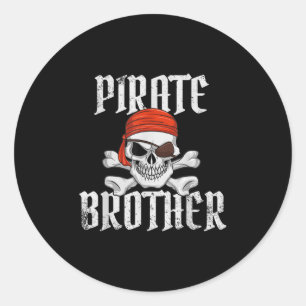 Pirate Brother Halloween Skull & Crossbones Pi Classic Round Sticker