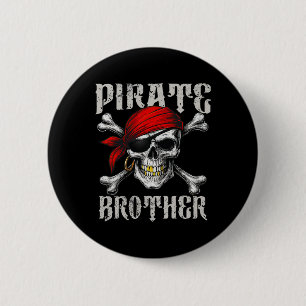 Pirate Brother Jolly Roger Flag And Skull Crossbon 2 Inch Round Button