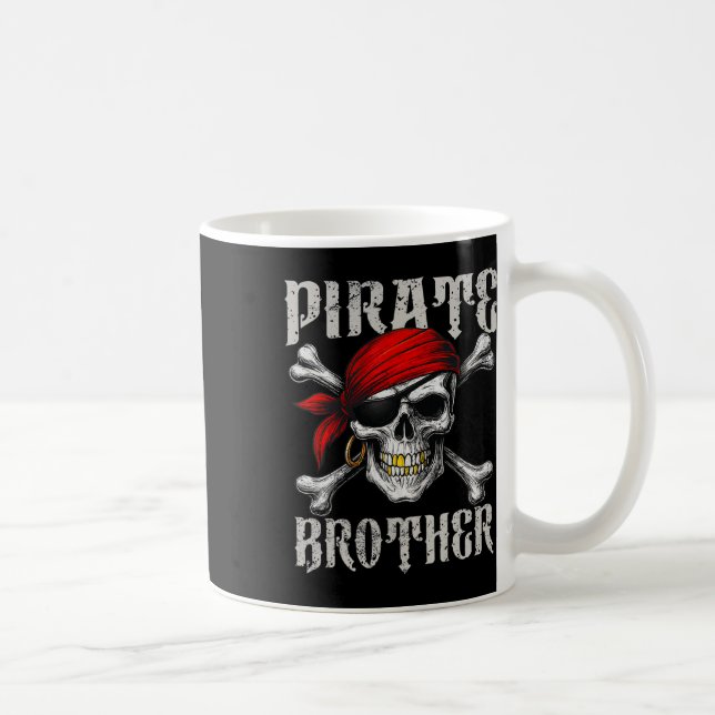 Pirate Brother Jolly Roger Flag And Skull Crossbon Coffee Mug (Right)