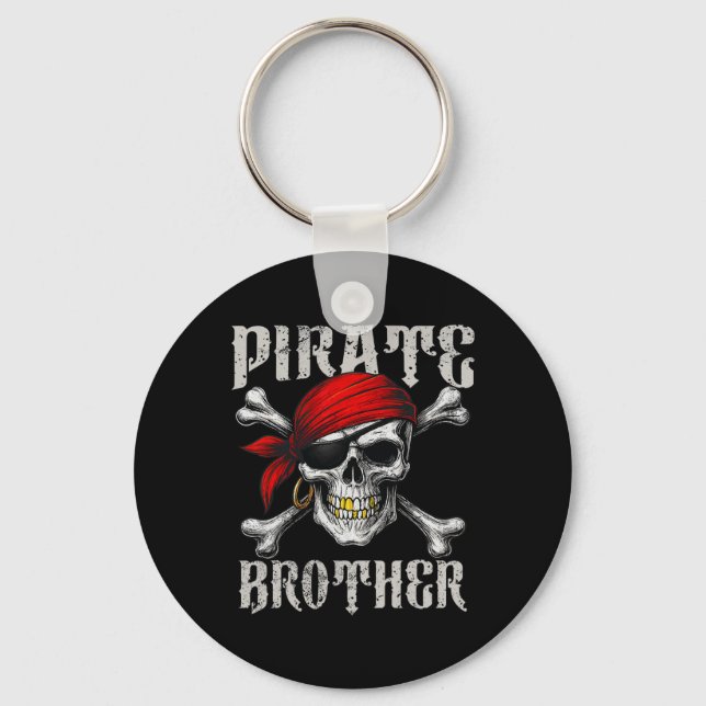 Pirate Brother Jolly Roger Flag And Skull Crossbon Keychain (Front)