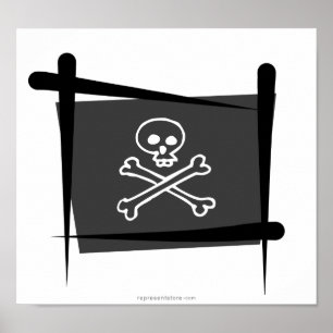 Pirate Brush Flag Poster