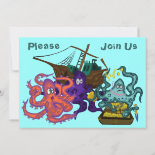 Pirate Buried Treasure Underwater Life Invitation