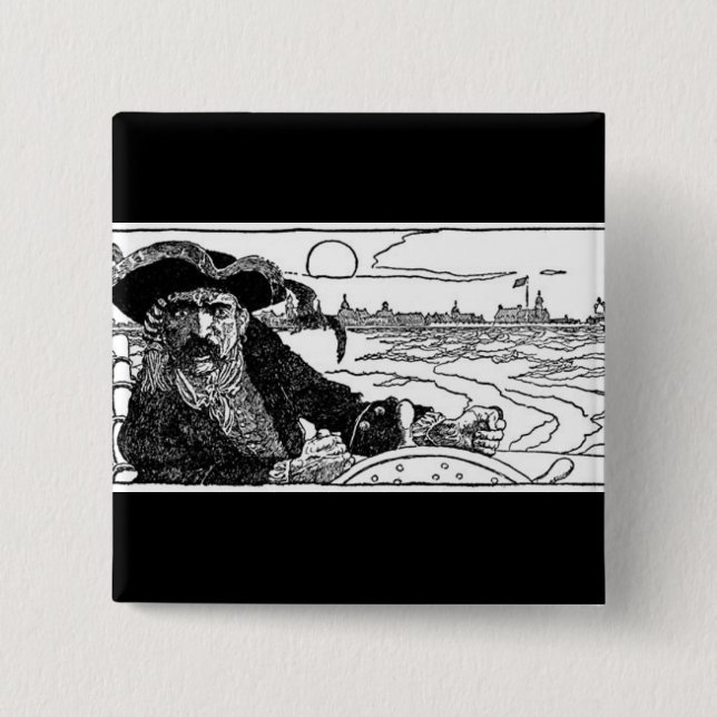 Pirate Captain 2 Inch Square Button (Front)