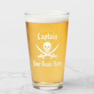 Pirate captain and boat name glass