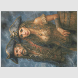 Pirate Captain and Queen   Caribbean Nautical  Tissue Paper