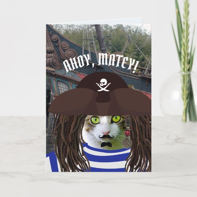 PIRATE CAPTAIN CAT BIRTHDAY Greeting Cards (Front)