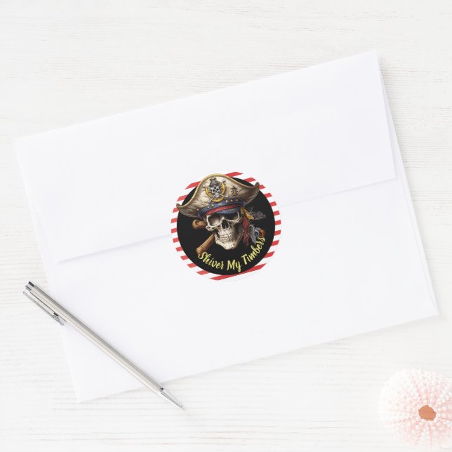 Pirate Captain Classic Round Sticker (Envelope)