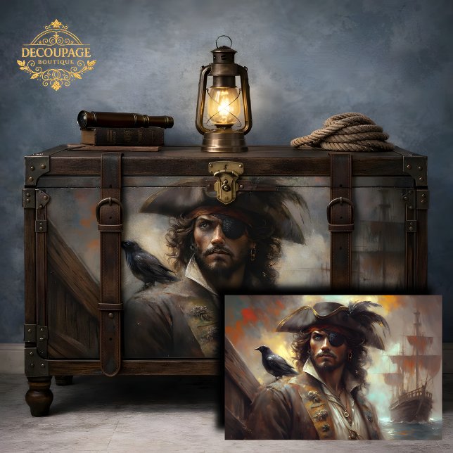 Pirate Captain Portrait Decoupage Tissue Paper (Pirate Captain Portrait Decoupage Tissue Paper)