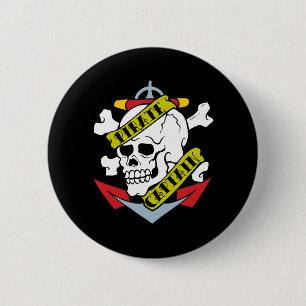 Pirate Captain Tattoo 2 Inch Round Button