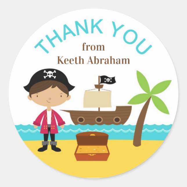 Pirate Captain Thank You Stickers (Front)