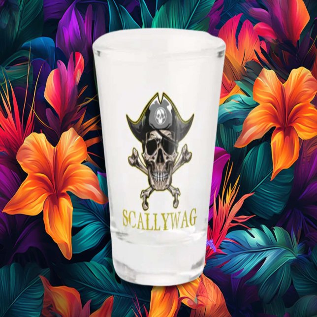 PIRATE CARRIBEAN GOLD SKULL Crossbones Scallywag  Shot Glass (Creator Uploaded)