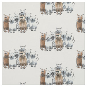 Pirate cartoon cats fabric design