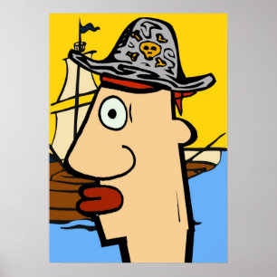 Pirate Cartoon Head Poster