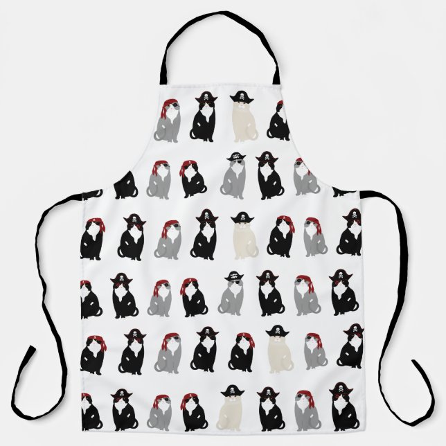Pirate Cat Allover Print Apron (Front)