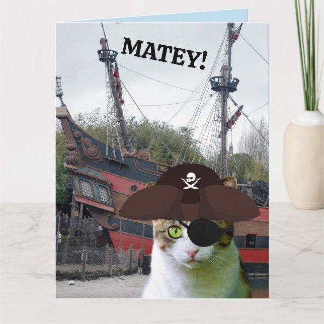 PIRATE CAT BIRTHDAY Greeting Cards (Front)