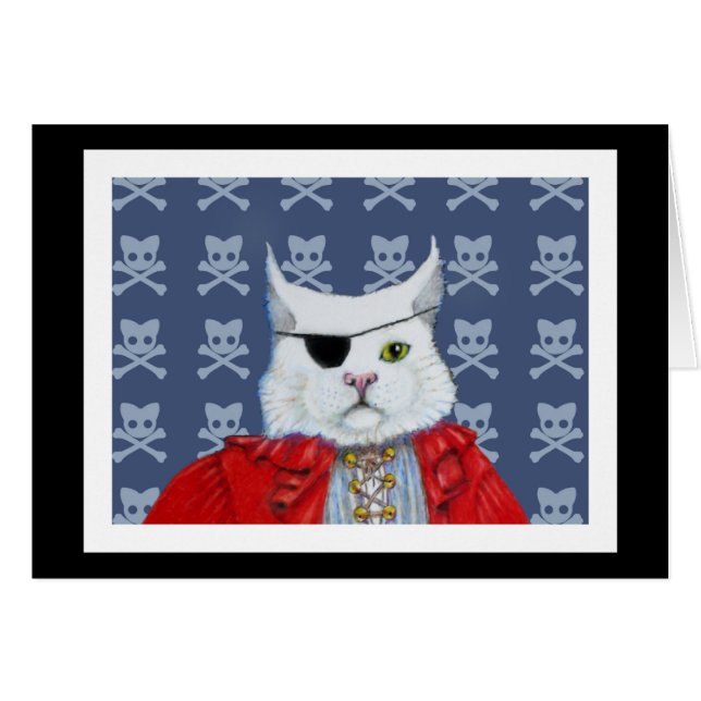 Pirate Cat Blank Card (Front Horizontal)