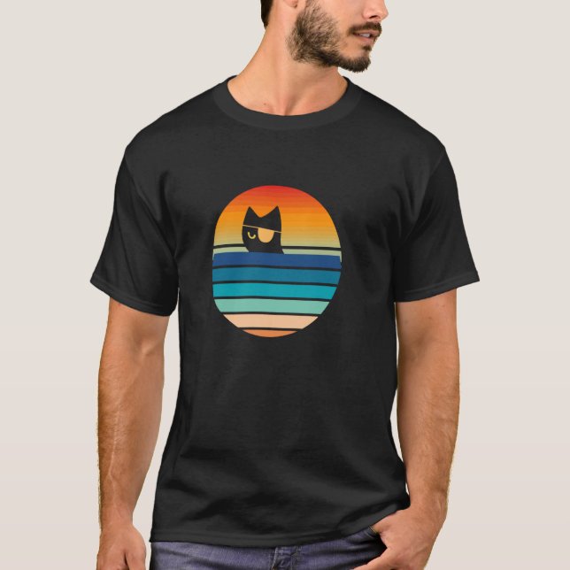 pirate cat captain kitty eye patch sea T-Shirt (Front)