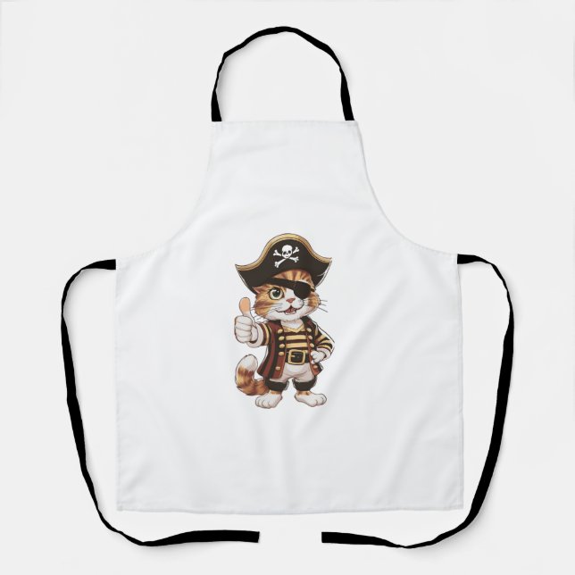 Pirate Cat cat lover Eye Patch Gasparilla  Apron (Front)