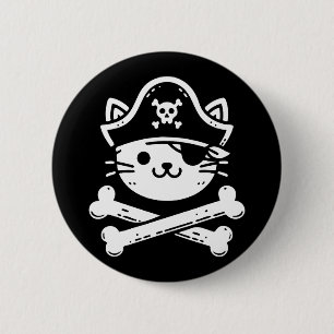 Pirate Cat Crossbones Cat Lover Cats Kitten Owner 2 Inch Round Button