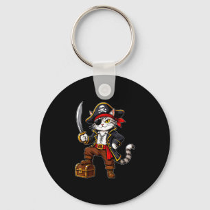 Pirate cat cute halloween costume funny graphic keychain