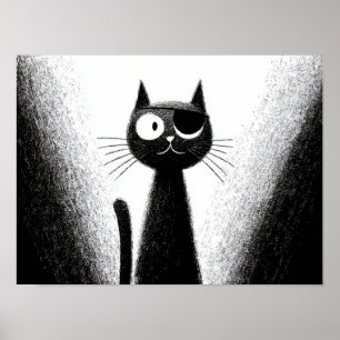 Pirate Cat – Cute Minimal Cat Art Poster